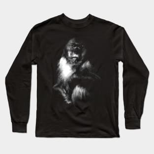 Sad Monkey, monkey black shirt Long Sleeve T-Shirt